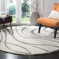 SAFAVIEH Florida Shag Collection 4' Round Cream/Grey SG471 Abstract Wave by SAFAVIEH