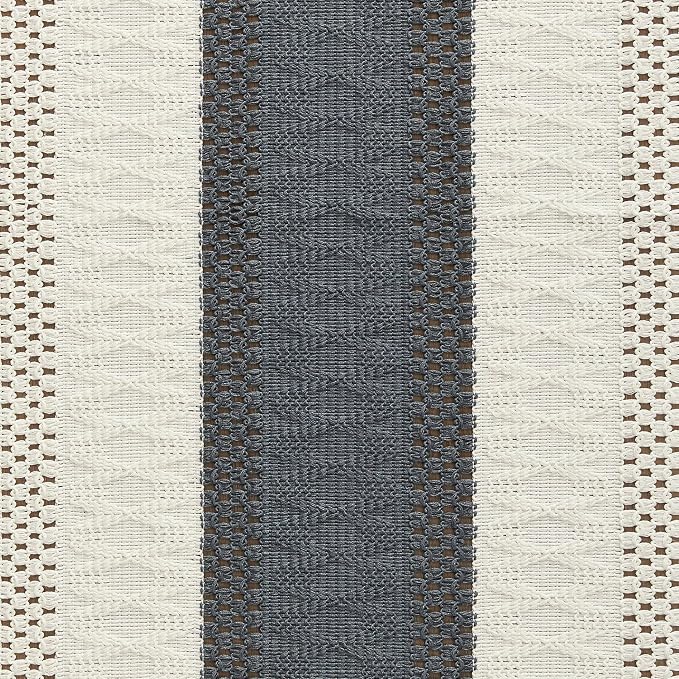 ZeeMart Macrame Style Bicolor Stitching Table Runner, 14 x 48 Inch - Image 6