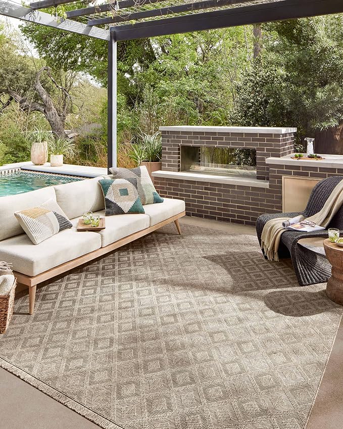 Loloi Dawn Collection Indoor/Outdoor DAW-07 Light Brown 7'-8" x 7'-8" Round - Image 5