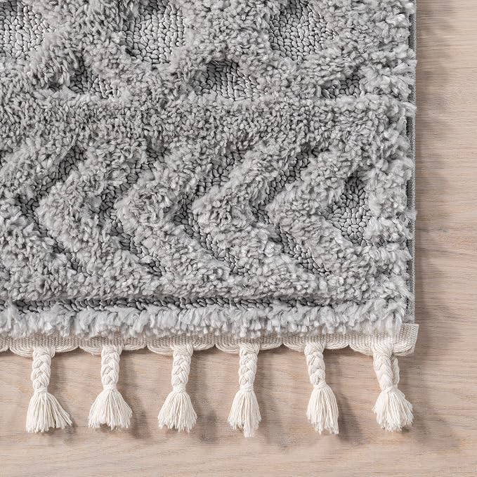 nuLOOM Akia Light Grey, Geometric Lattice, Soft and Textured, High Traffic - Image 5