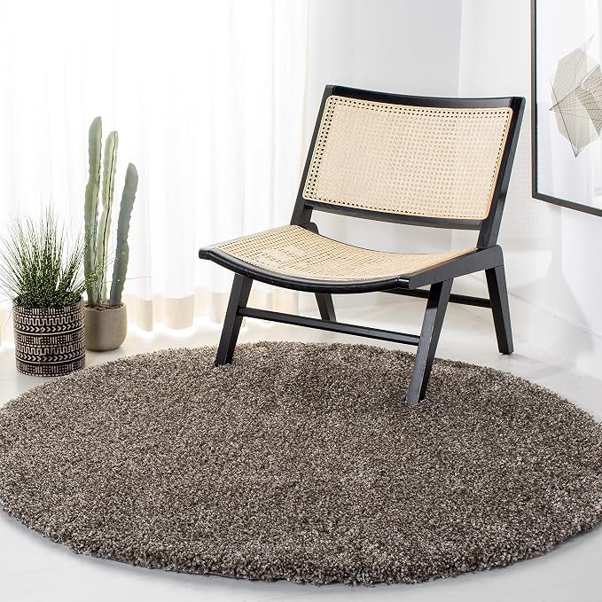 SAFAVIEH Milan Shag Collection 3' Round Grey SG180 Solid Non-Shedding Living by SAFAVIEH