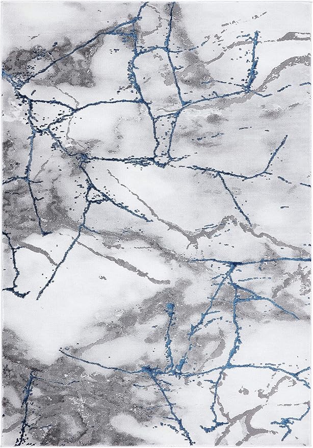 SAFAVIEH Craft Collection 2' 3" x 4' Ivory Grey/Blue CFT877M Modern Abstract by SAFAVIEH