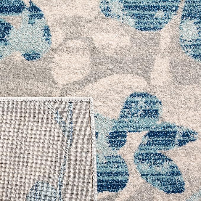 SAFAVIEH Evoke Collection 2'2" x 11' Grey/Light Blue EVK236J Floral - Image 8