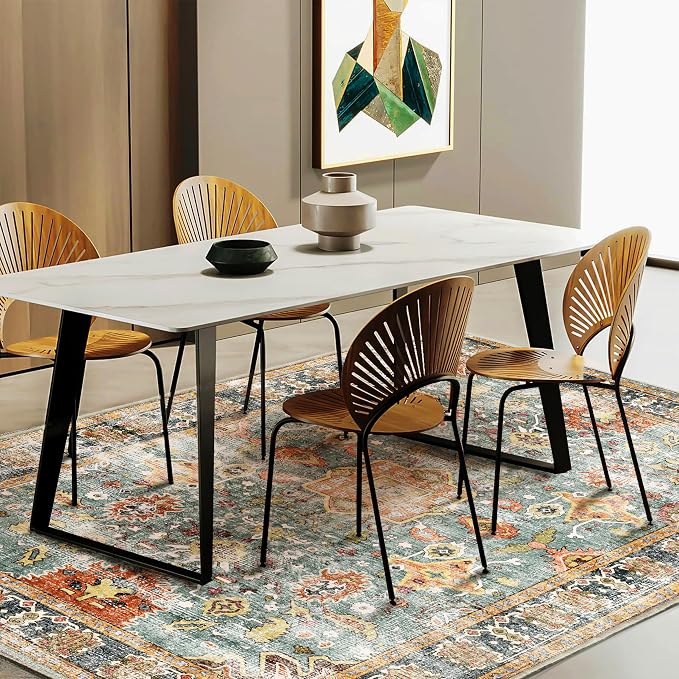 Area Rug 6'x9' Washable Vintage Traditional Distressed Thin Retro Kitchen - Image 3