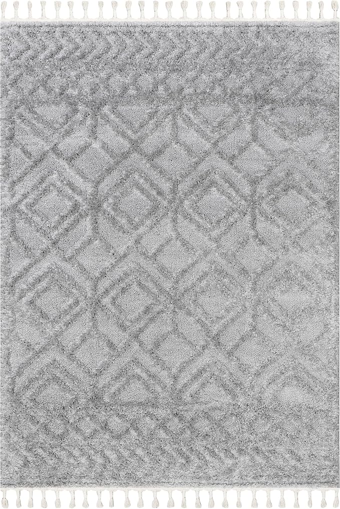 nuLOOM Akia Light Grey, Geometric Lattice, Soft and Textured, High Traffic - Image 3