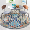 SAFAVIEH Madison Collection 6'7" Round Navy/Beige MAD418M Boho Diamond by SAFAVIEH