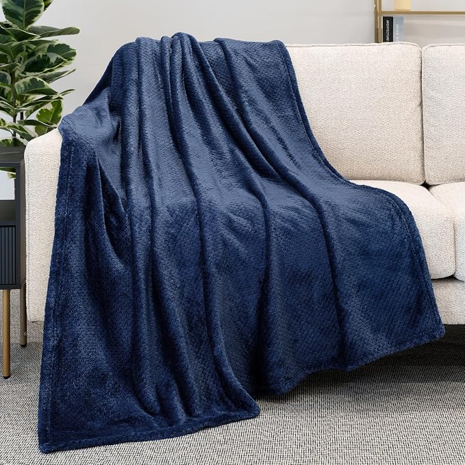 PAVILIA Navy Blue Throw Blanket - Image 3