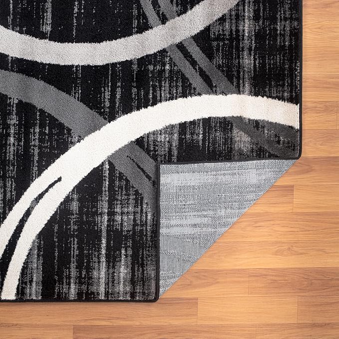 Rugshop Modern Wavy Circles Design Area Rug, Fade-Resistant Carpet - Image 6