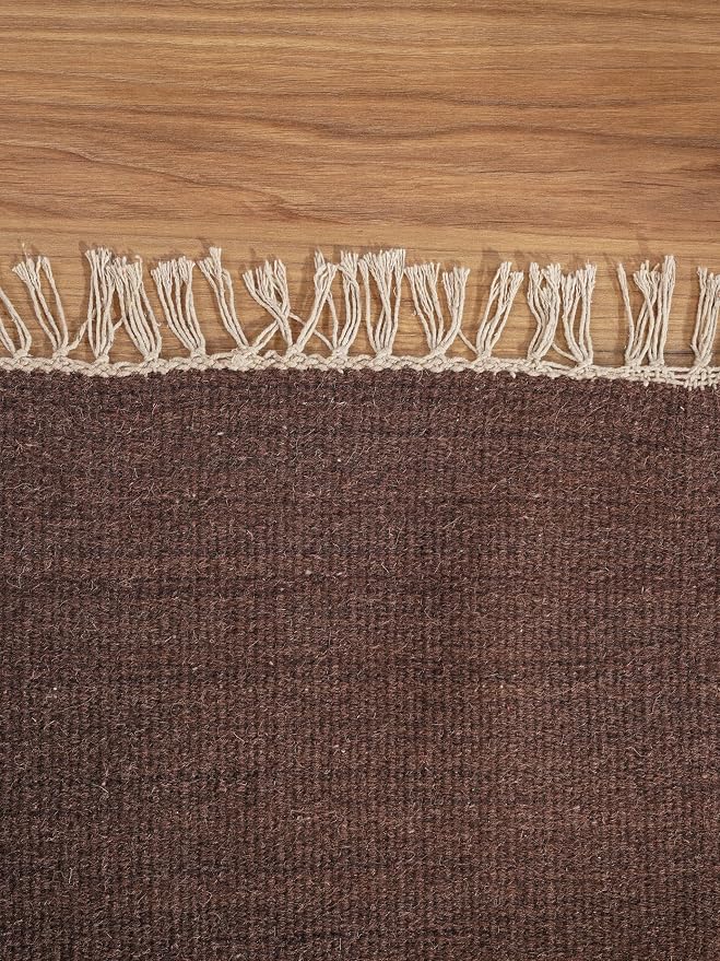 Rugsotic Carpets Hand Woven Flat Weave Kilim Wool 5'x8' Area Rug Solid Dark - Image 6