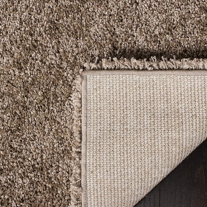SAFAVIEH Milan Shag Collection 3' Square Dark Beige SG180 Solid Non-Shedding - Image 5