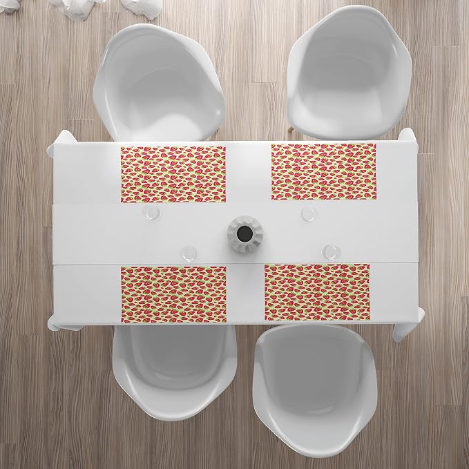 Ambesonne Strawberry Place Mats Set of 4, Tropical Summer Fruit Pattern - Image 3