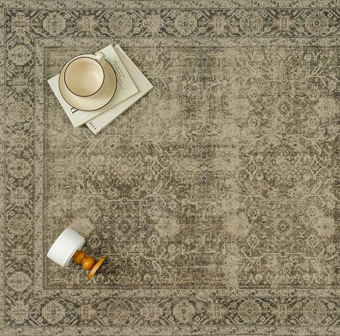 Light Brown 2x7 Vintage Area Rug Hallway Indoor Kitchen Washable Living Room - Image 6