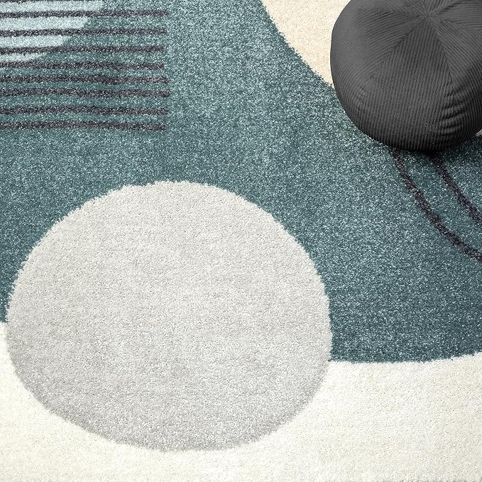 Abani Deco Area Rug -Cream/Green Minimalist Design -7'9" x 10'2" - Image 7